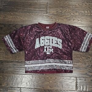 Game Day Couture Sparkle Texas A&M Aggies Sequined Crop Jersey, New, XS,